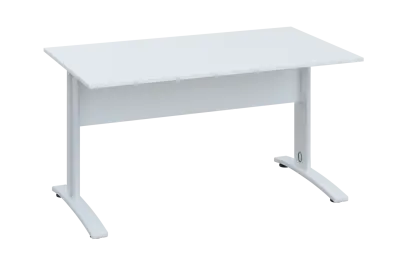 CPK 18 - 14 stůl kancelářský, kovová podnož bílá, deska 18 mm, široký 1400 mm, bílá