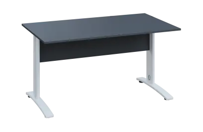 CPK 18 - 14 stůl kancelářský, kovová podnož bílá, deska 18 mm, široký 1400 mm, antracit