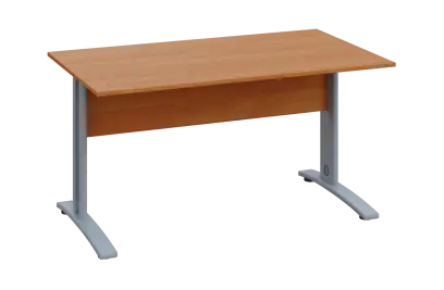 CPK 18 - 14 stůl kancelářský, kovová podnož stříbrná, deska 18 mm, široký 1400 mm, olše jantar