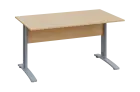 CPK 28 - 14 stůl kancelářský, kovová podnož stříbrná, deska 25 mm, široký 1400 mm, bříza světlá
