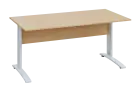 CPK 28 - 16 stůl kancelářský, kovová podnož bílá, deska 25 mm, široký 1600 mm, bříza světlá
