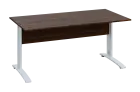 CPK 28 - 16 stůl kancelářský, kovová podnož bílá, deska 25 mm, široký 1600 mm, ořech královský