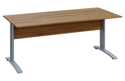 CPK 18 - 18 stůl kancelářský, kovová podnož stříbrná, deska 18 mm, široký 1800 mm, ořech světlý