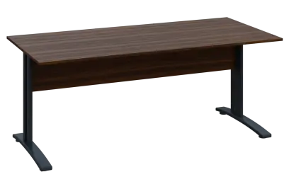 CPK 28 - 18 stůl kancelářský, kovová podnož černá, deska 25 mm, široký 1800 mm, ořech královský