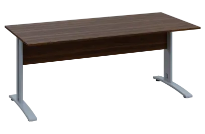 CPK 28 - 18 stůl kancelářský, kovová podnož stříbrná, deska 25 mm, široký 1800 mm, ořech královský