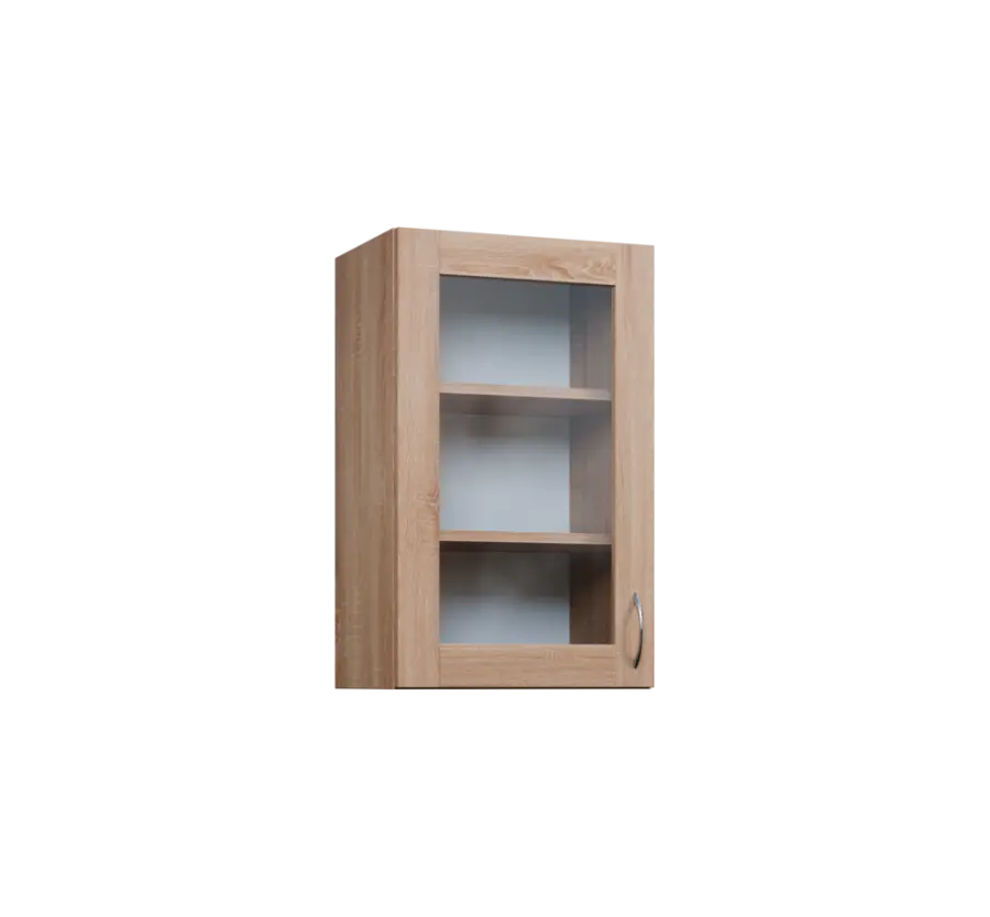 CH - 45S horní skříňka, 1-dveřová, prosklená, levá, 730x450x300, dub bardolino