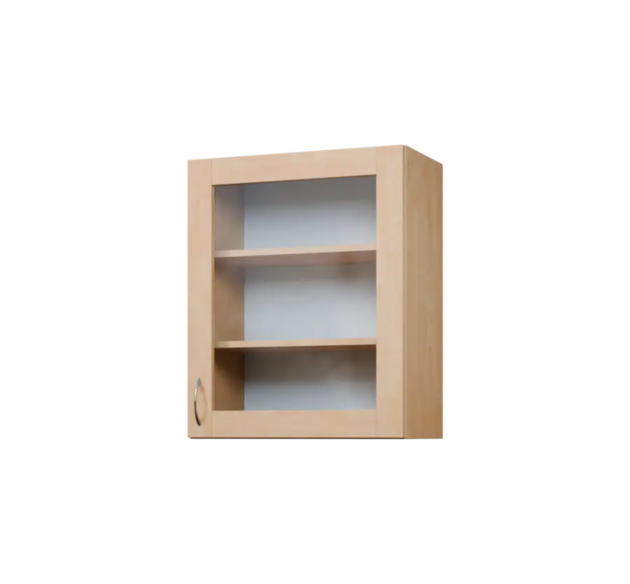 CH - 6S horní skříňka, 1-dveřová, prosklená, pravá, 730x600x300, bříza světlá