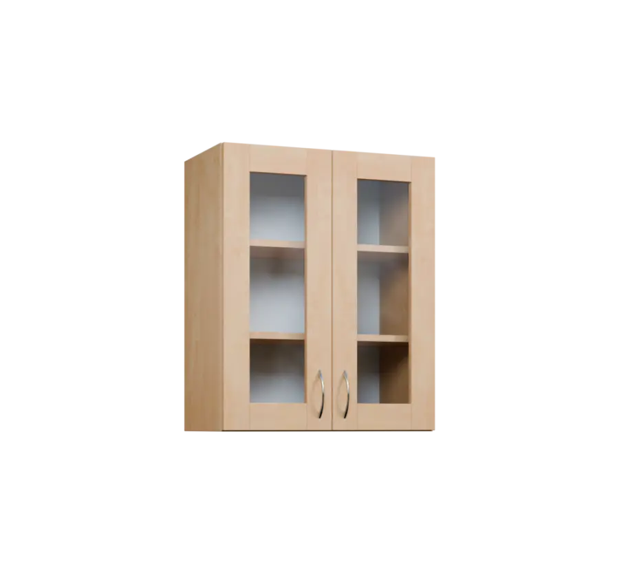 CH - 6S2 horní skříňka, 2-dveřová, prosklená, 730x600x300, bříza světlá