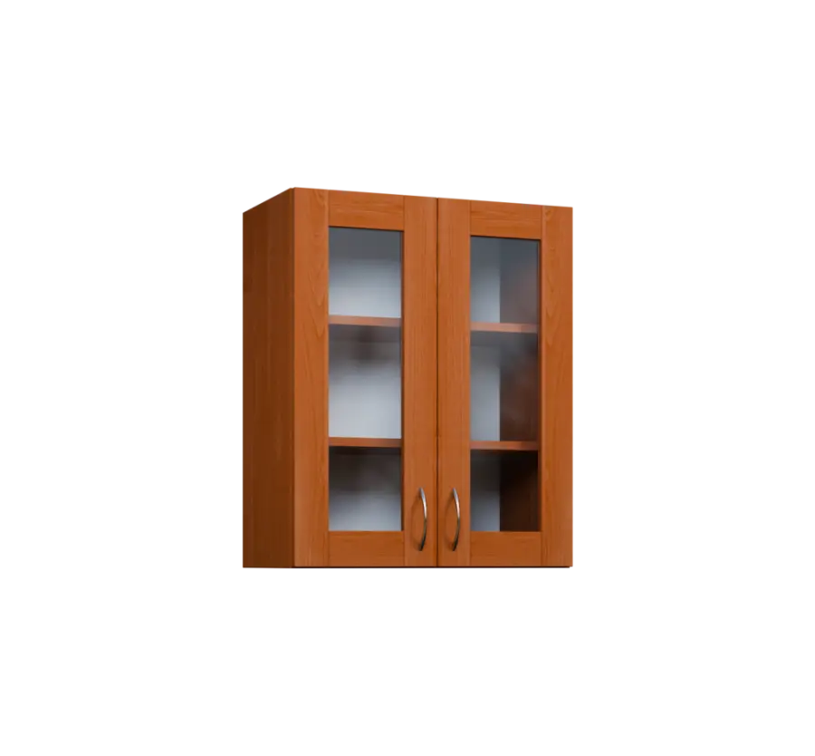 CH - 6S2 horní skříňka, 2-dveřová, prosklená, 730x600x300, olše jantar