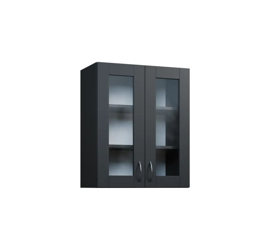 CH - 6S2 horní skříňka, 2-dveřová, prosklená, 730x600x300, antracit