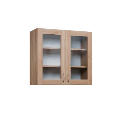 CH - 8S horní skříňka, 2-dveřová, prosklená, 730x800x300, dub bardolino