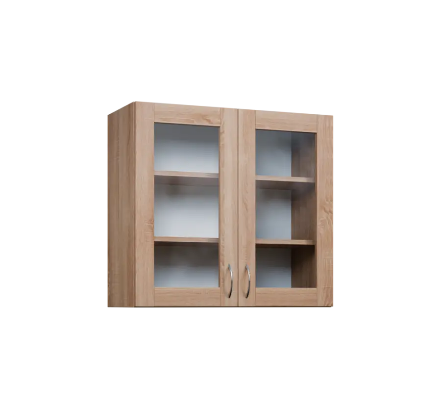 CH - 8S horní skříňka, 2-dveřová, prosklená, 730x800x300, dub bardolino