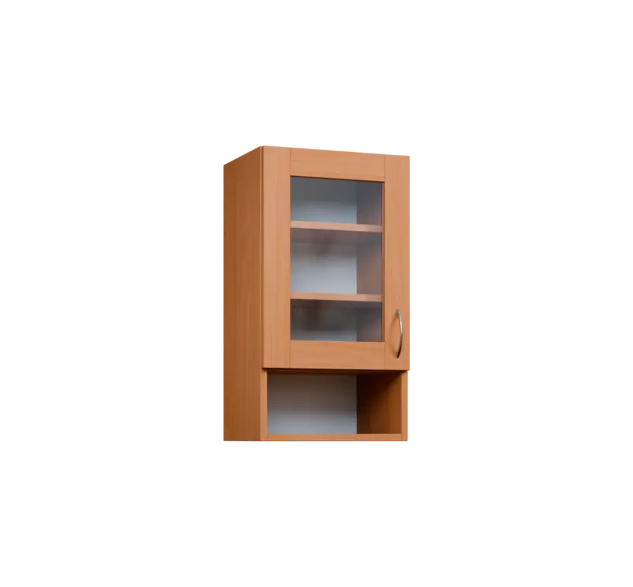 CH - 4NS horní skříňka, 1-dveřová, prosklená/nika, levá, 730x400x300, buk royal