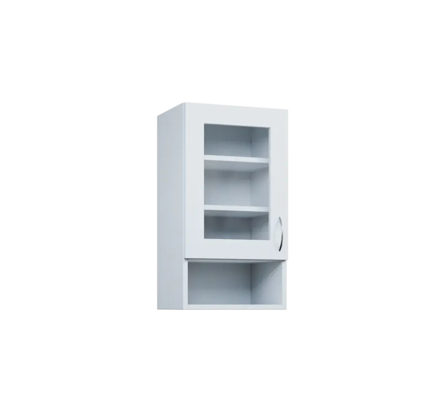 CH - 4NS horní skříňka, 1-dveřová, prosklená/nika, levá, 730x400x300, bílá