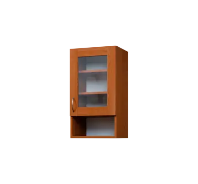 CH - 4NS horní skříňka, 1-dveřová, prosklená/nika, pravá, 730x400x300, olše jantar