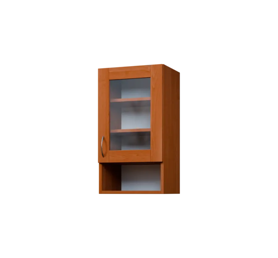 CH - 4NS horní skříňka, 1-dveřová, prosklená/nika, pravá, 730x400x300, olše jantar