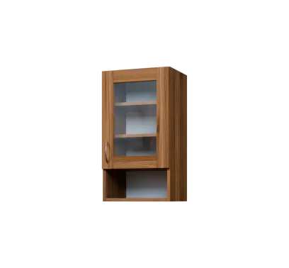 CH - 4NS horní skříňka, 1-dveřová, prosklená/nika, pravá, 730x400x300, ořech světlý