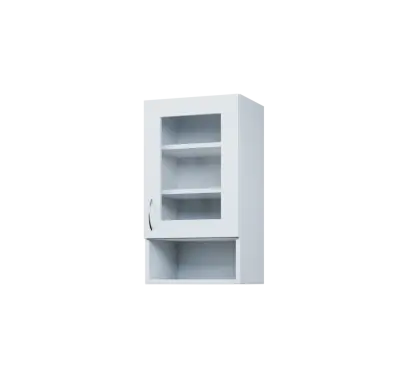 CH - 4NS horní skříňka, 1-dveřová, prosklená/nika, pravá, 730x400x300, bílá
