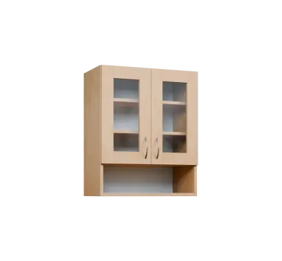 CH - 6NS2 horní skříňka, 2-dveřová, prosklená/nika, 730x600x300, bříza světlá