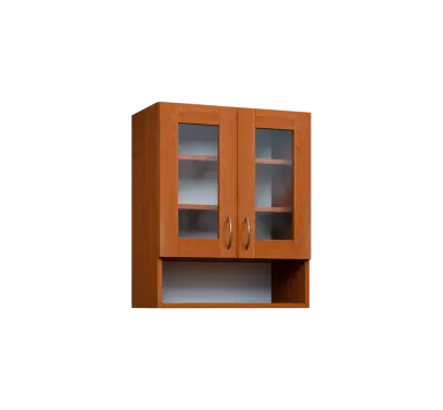 CH - 6NS2 horní skříňka, 2-dveřová, prosklená/nika, 730x600x300, olše jantar