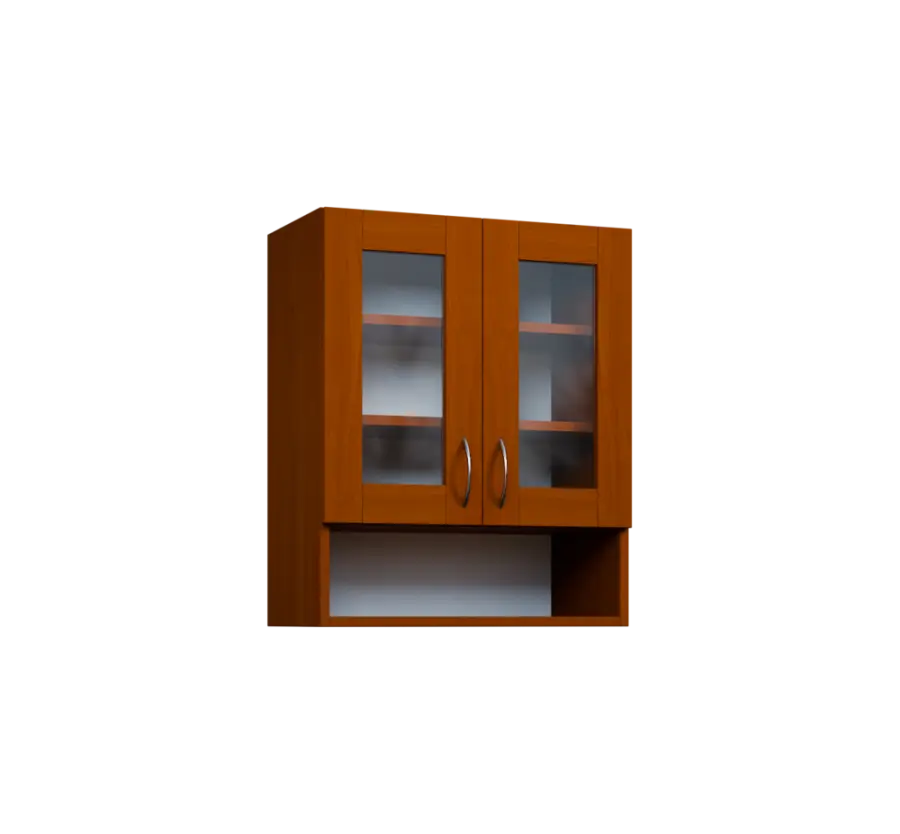 CH - 6NS2 horní skříňka, 2-dveřová, prosklená/nika, 730x600x300, třešeň šumavská