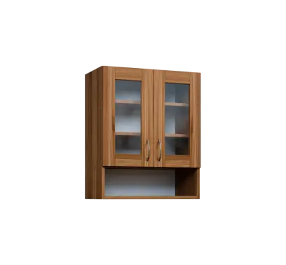 CH - 6NS2 horní skříňka, 2-dveřová, prosklená/nika, 730x600x300, ořech světlý