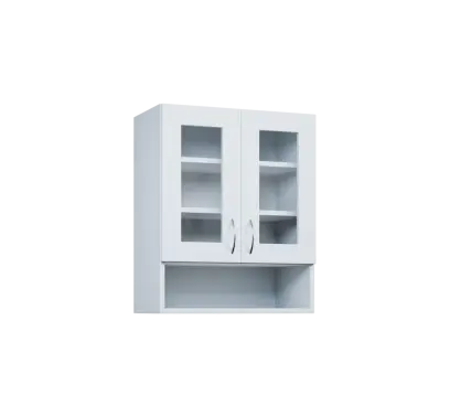 CH - 6NS2 horní skříňka, 2-dveřová, prosklená/nika, 730x600x300, bílá