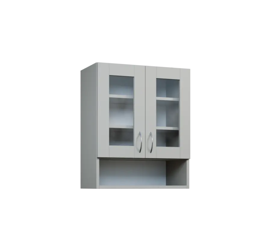CH - 6NS2 horní skříňka, 2-dveřová, prosklená/nika, 730x600x300, šedá