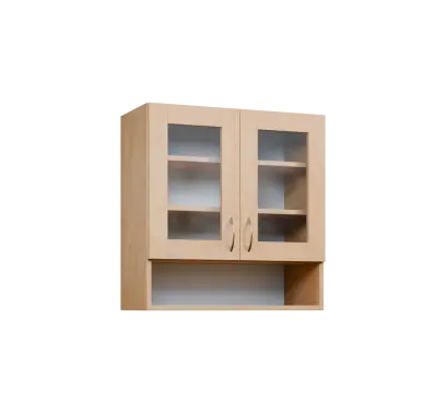 CH - 7NS horní skříňka, 2-dveřová, prosklená/nika, 730x700x300, bříza světlá