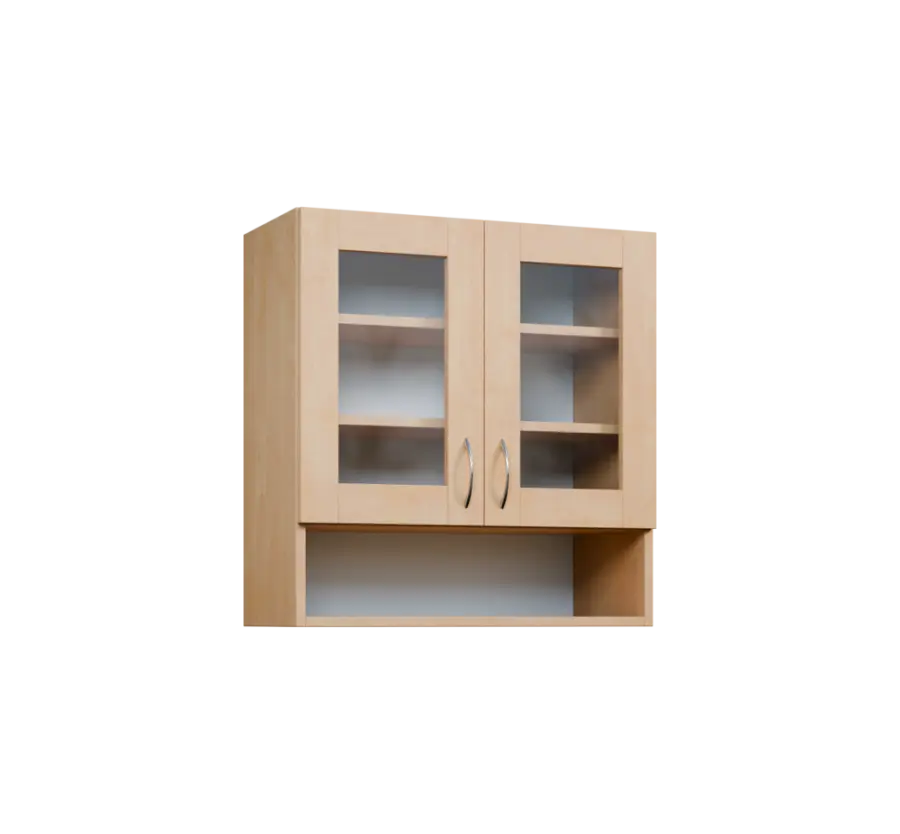 CH - 7NS horní skříňka, 2-dveřová, prosklená/nika, 730x700x300, bříza světlá