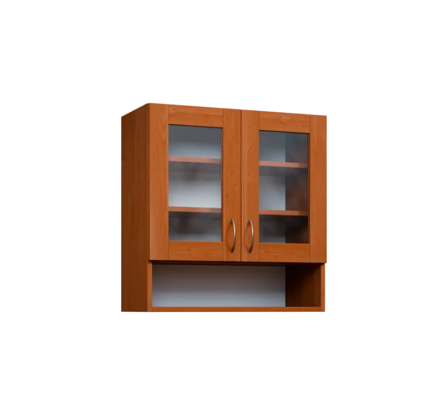 CH - 7NS horní skříňka, 2-dveřová, prosklená/nika, 730x700x300, olše jantar