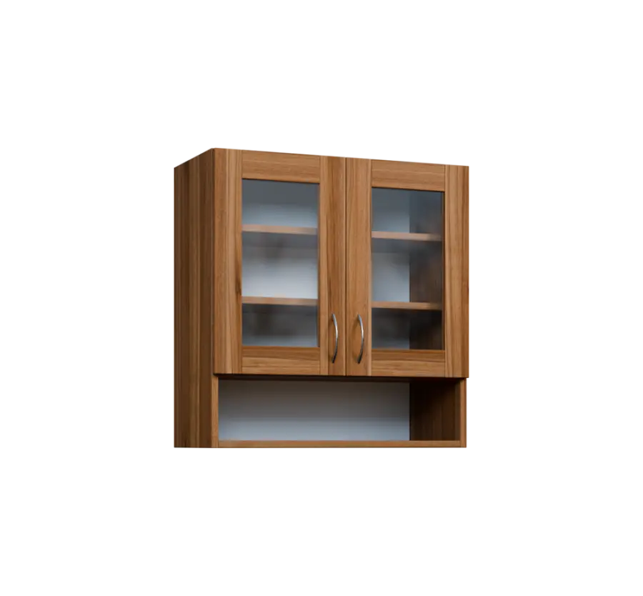 CH - 7NS horní skříňka, 2-dveřová, prosklená/nika, 730x700x300, ořech světlý