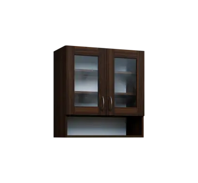 CH - 7NS horní skříňka, 2-dveřová, prosklená/nika, 730x700x300, ořech královský