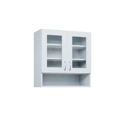 CH - 7NS horní skříňka, 2-dveřová, prosklená/nika, 730x700x300, bílá