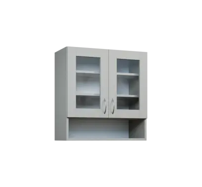 CH - 7NS horní skříňka, 2-dveřová, prosklená/nika, 730x700x300, šedá