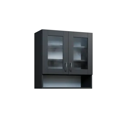 CH - 7NS horní skříňka, 2-dveřová, prosklená/nika, 730x700x300, antracit