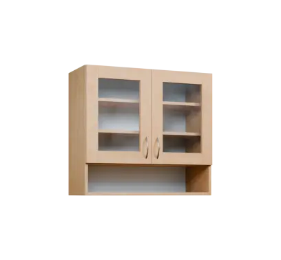 CH - 8NS horní skříňka, 2-dveřová, prosklená/nika, 730x800x300, bříza světlá