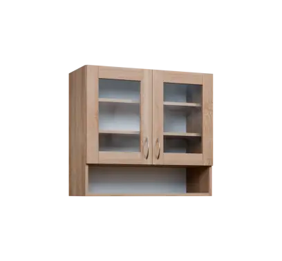 CH - 8NS horní skříňka, 2-dveřová, prosklená/nika, 730x800x300, dub bardolino