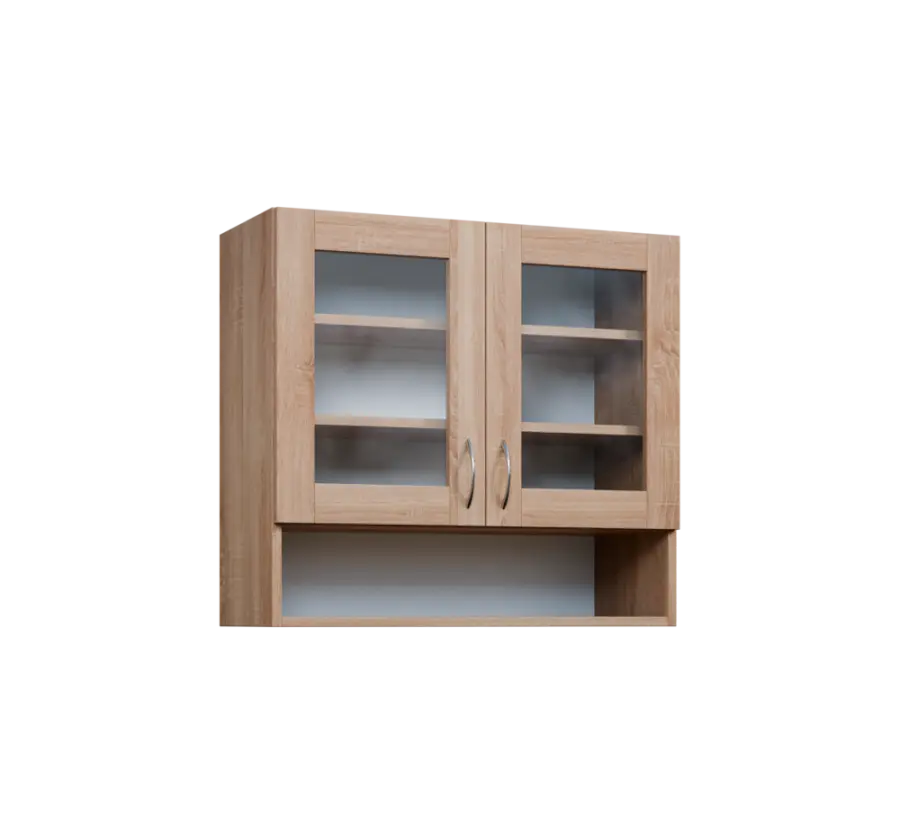 CH - 8NS horní skříňka, 2-dveřová, prosklená/nika, 730x800x300, dub bardolino