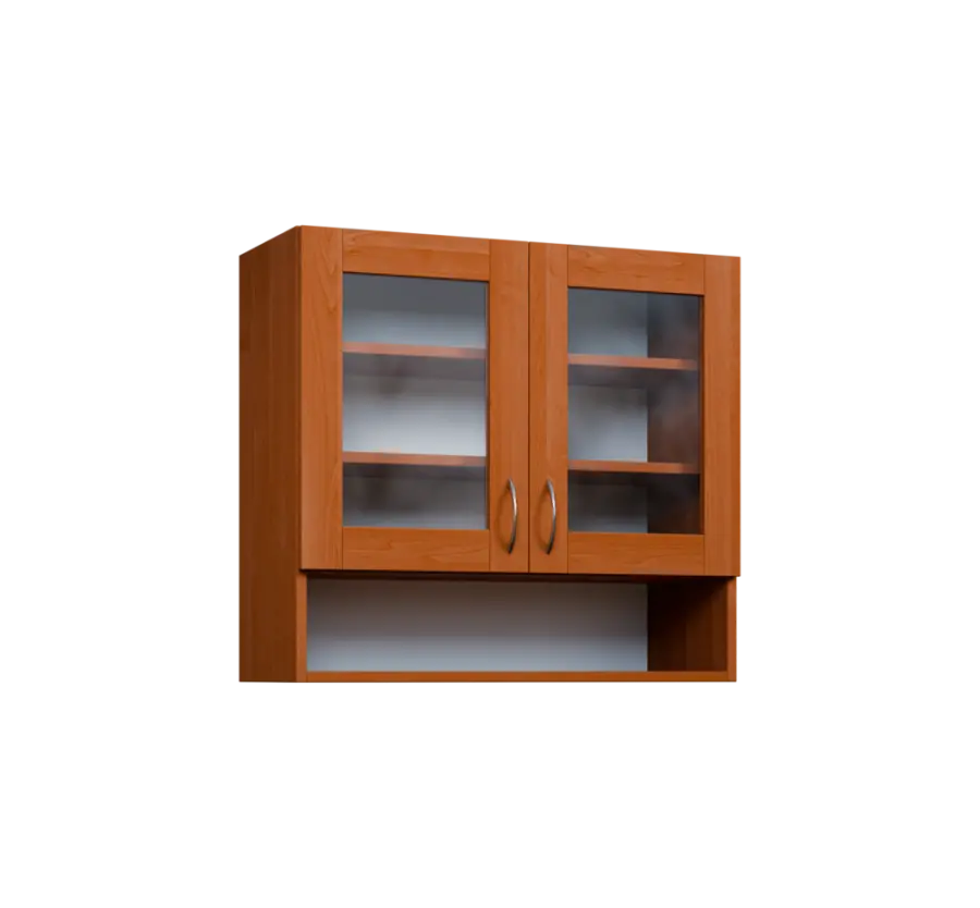 CH - 8NS horní skříňka, 2-dveřová, prosklená/nika, 730x800x300, olše jantar