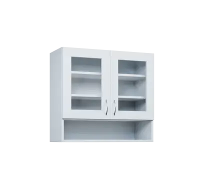CH - 8NS horní skříňka, 2-dveřová, prosklená/nika, 730x800x300, bílá