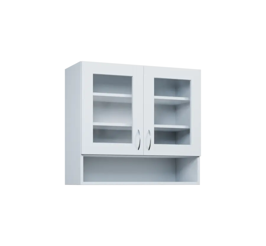 CH - 8NS horní skříňka, 2-dveřová, prosklená/nika, 730x800x300, bílá