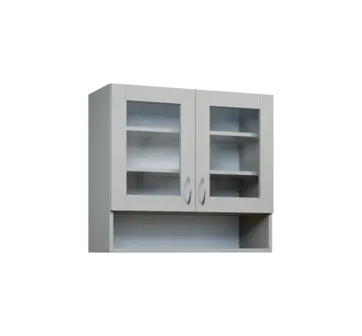 CH - 8NS horní skříňka, 2-dveřová, prosklená/nika, 730x800x300, šedá