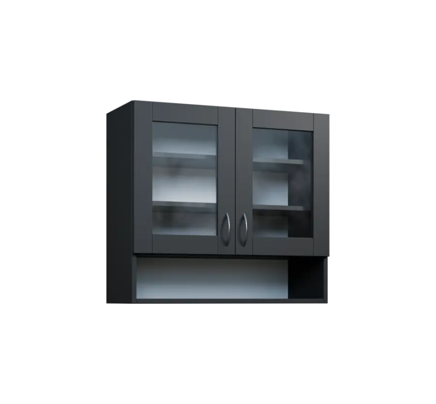 CH - 8NS horní skříňka, 2-dveřová, prosklená/nika, 730x800x300, antracit