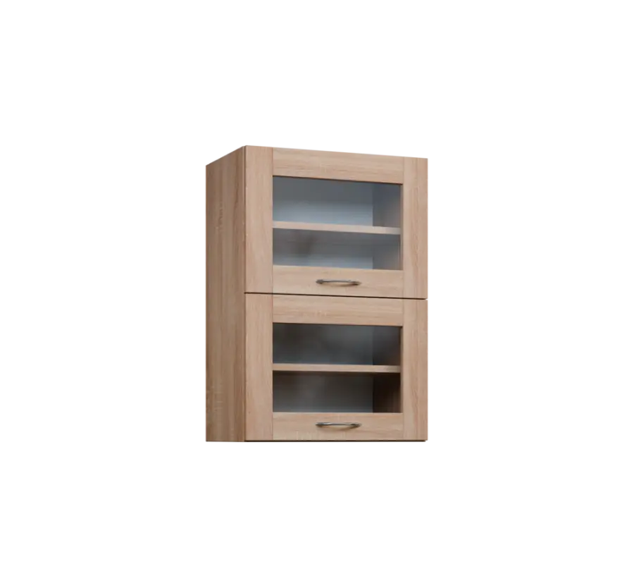 CHVV - 5S horní skříňka, 2 výklopy, prosklená, 730x500x300, dub bardolino