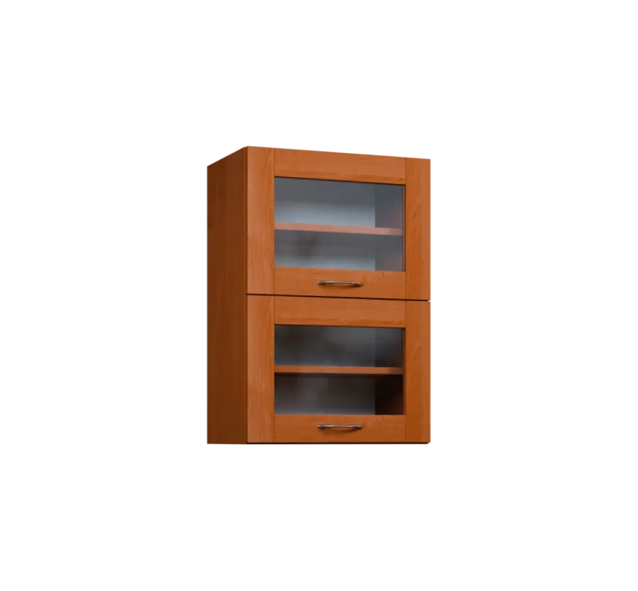 CHVV - 5S horní skříňka, 2 výklopy, prosklená, 730x500x300, olše jantar