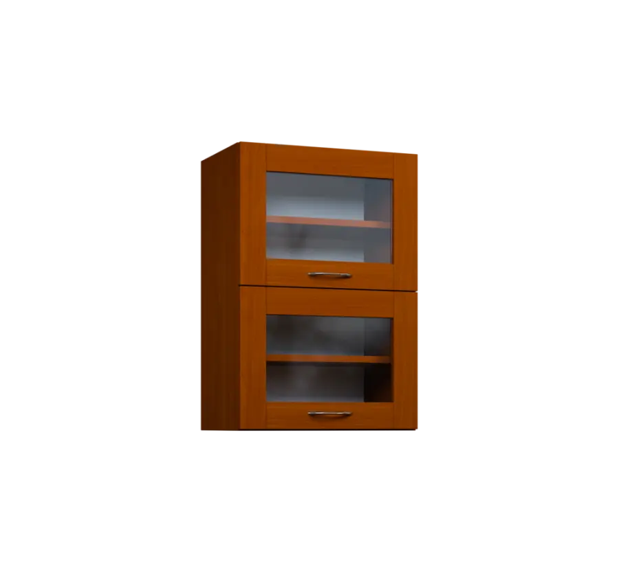 CHVV - 5S horní skříňka, 2 výklopy, prosklená, 730x500x300, třešeň šumavská