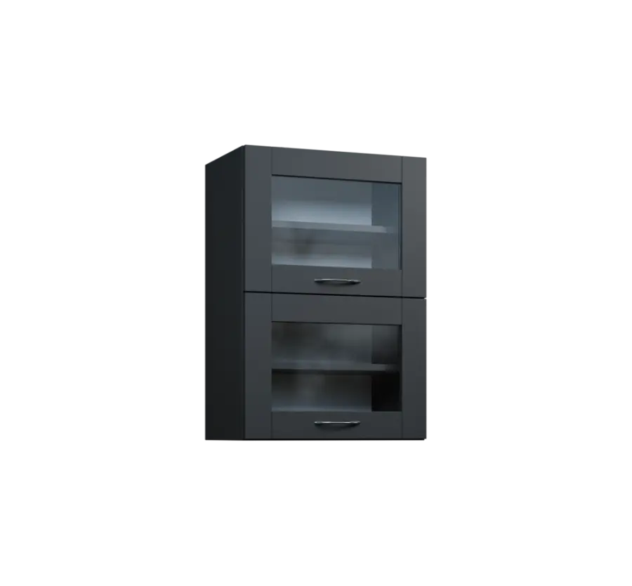 CHVV - 5S horní skříňka, 2 výklopy, prosklená, 730x500x300, antracit