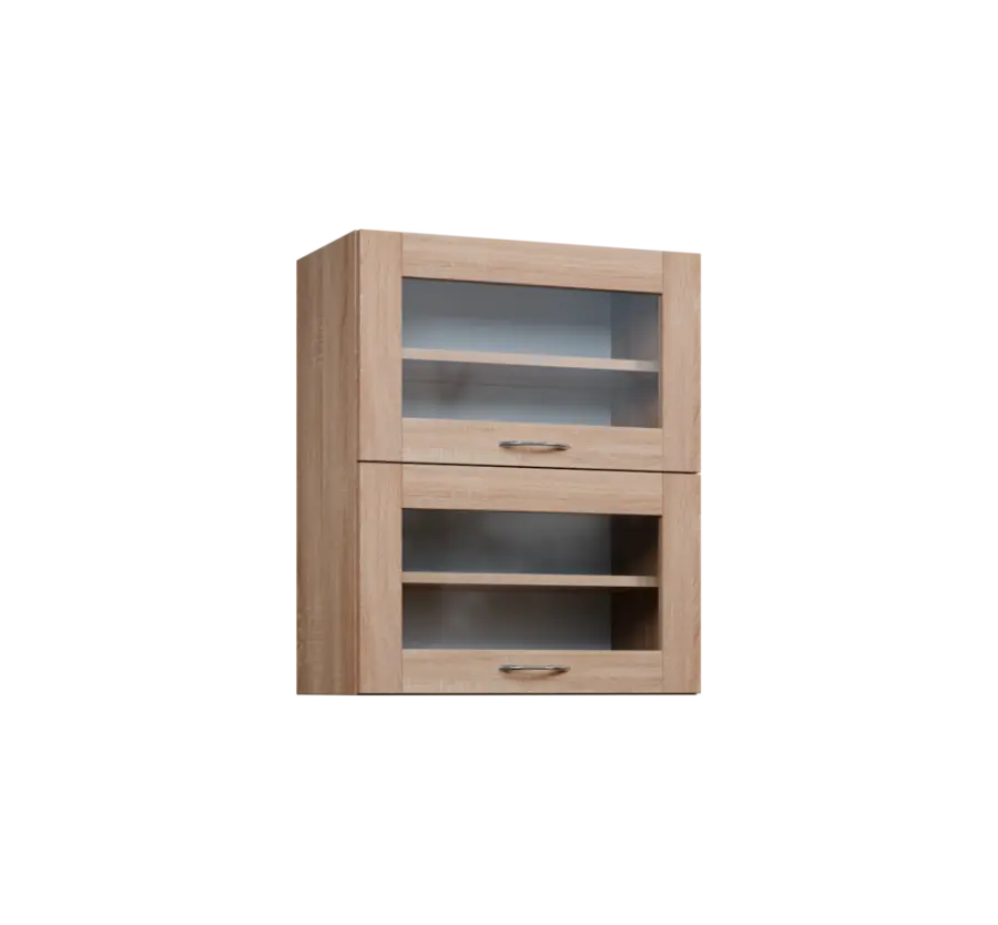 CHVV - 6S horní skříňka, 2 výklopy, prosklená, 730x600x300, dub bardolino