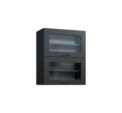 CHVV - 6S horní skříňka, 2 výklopy, prosklená, 730x600x300, antracit